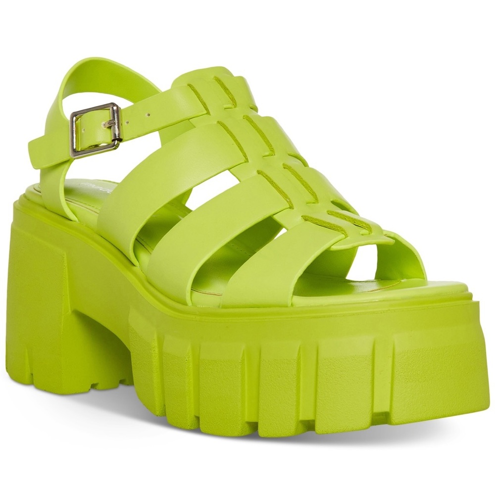 Madden Girl Genesis Platform Fisherman Sandal in Lime Green size 7.5 NIB